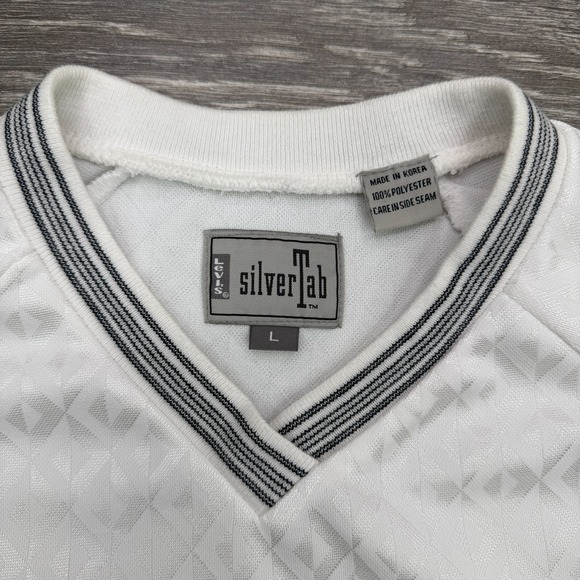 Levis SilverTab Shirt Mens Large White Jacquard All Over 90s Skater Y2K Vintage - Picture 3 of 14